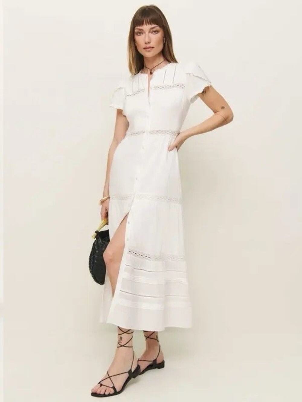 SZ 8 Reformation Zebrina Dress White NWT